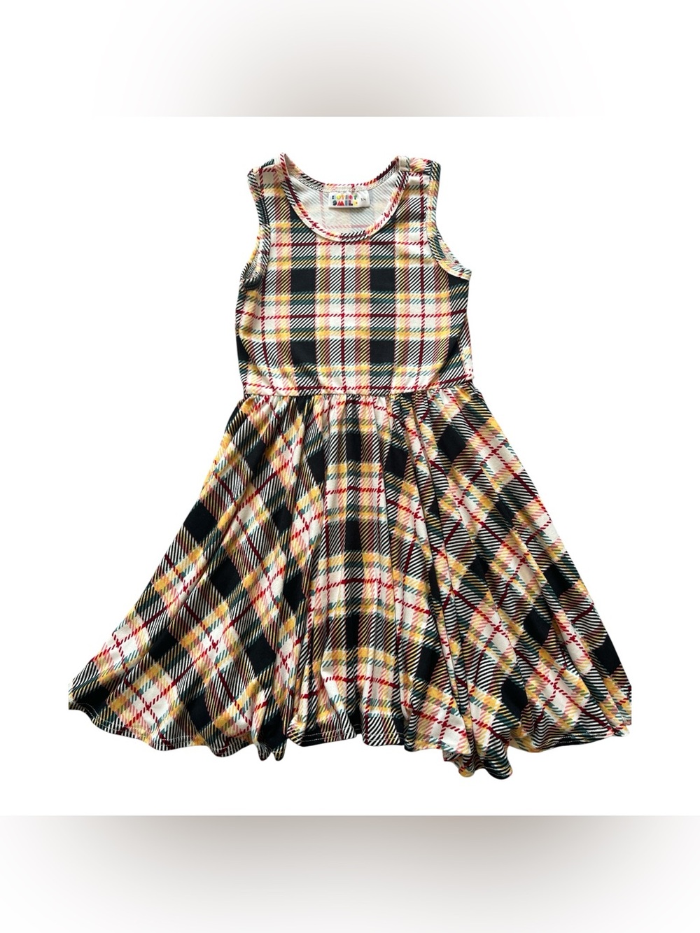 Dot Dot Smile Black, Yellow & Red Plaid Twirl Dress